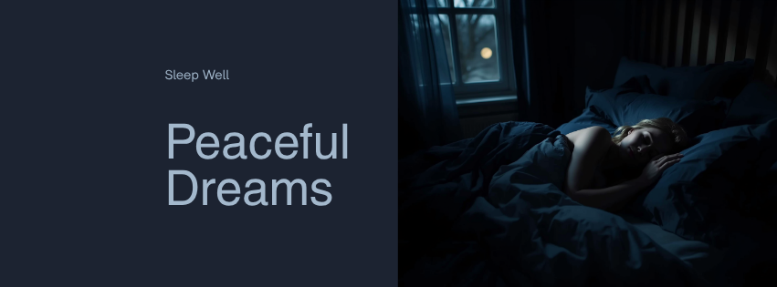A woman sleeping peacefully in a semi-dark bedroom with moonlight through the window