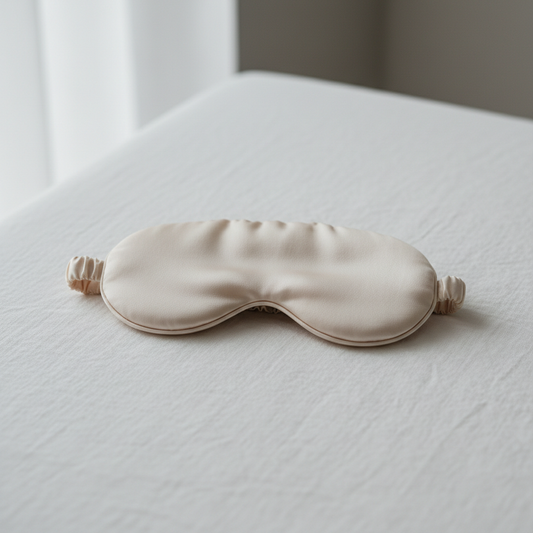 Papryka Silk Sleep Mask on white linen